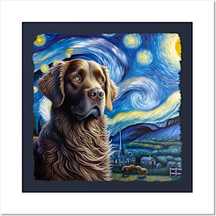 Starry Chesapeake Bay Retriever Dog Portrait - Pet Portrait Posters and Art